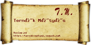 Ternák Mátyás névjegykártya